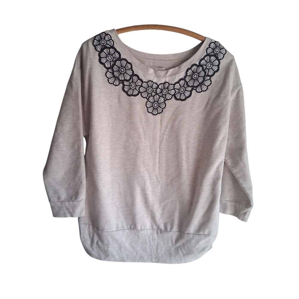 Anthropologie Saturday Sunday Floral Embrodery Top Pull Over Crewneck Medium